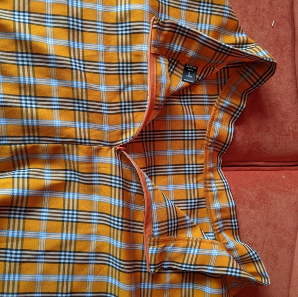 Shein Orange Plaid Skirt - Picture 3 of 3